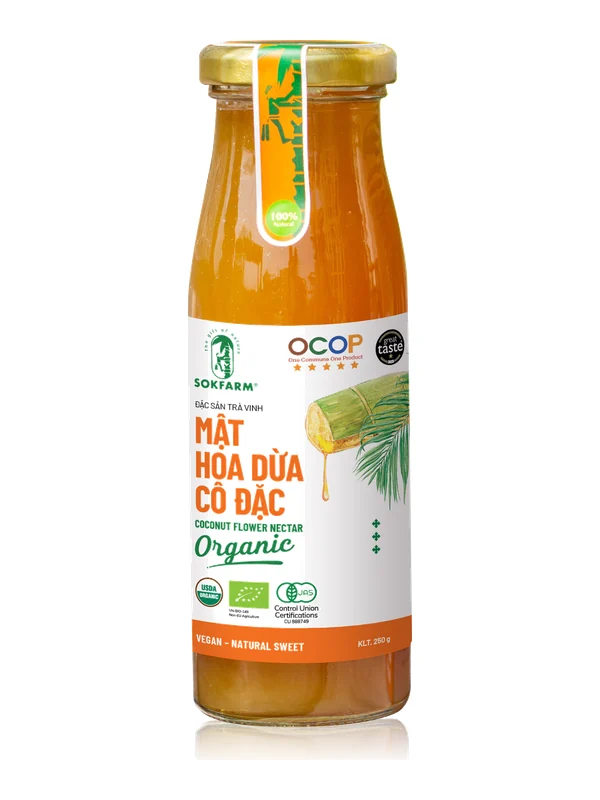 Chai mật hoa dừa cô đặc Sokfarm 250 g