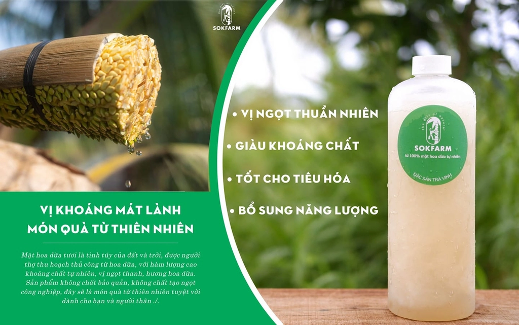 mật hoa dừa tươi chai 1 lít